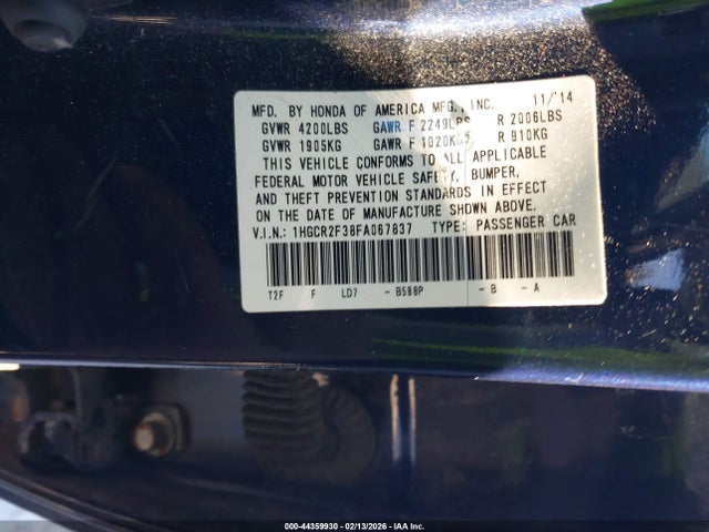 Honda ACCORD LX 2015 1HGCR2F38FA067837 Image 9