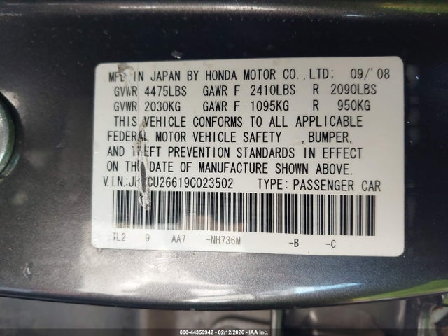 Продажа на аукционе авто 2009 Acura Tsx, vin: JH4CU26619C023502, номер лота: 44359942