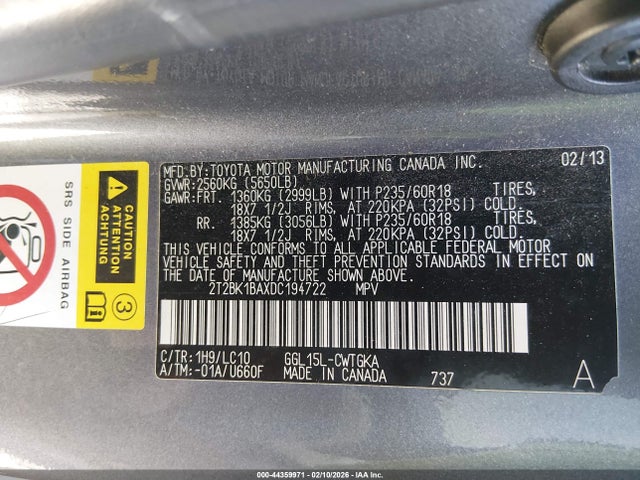 Aukcja sprzedaży 2013 Lexus Rx 350, vin: 2T2BK1BAXDC194722, numer aukcji: 44359971