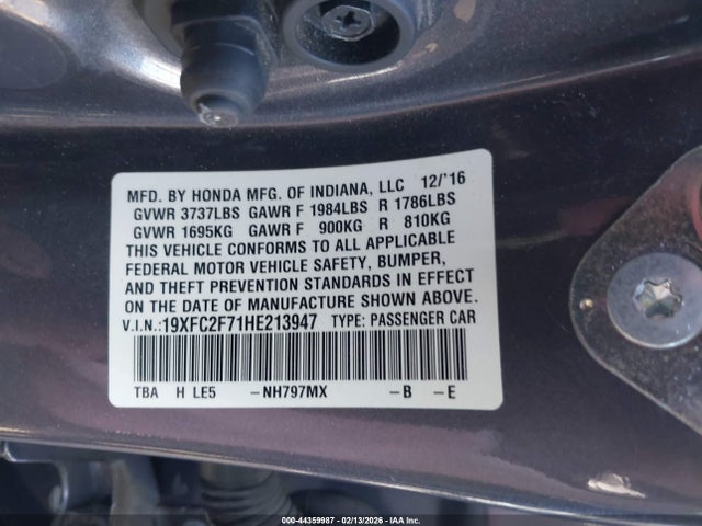 Honda CIVIC EX 2017 19XFC2F71HE213947 Image 9