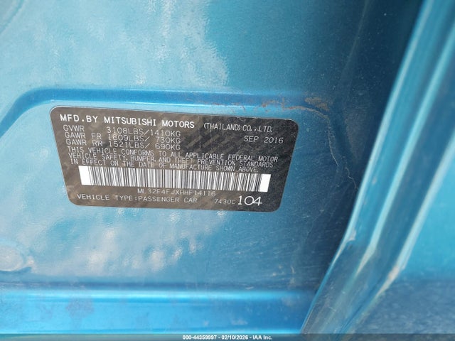 2017 MITSUBISHI MIRAGE G4 ML32F4FJXHHF14116 Photo 8