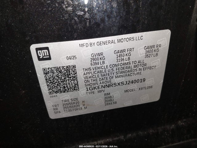 2025 Gmc Acadia Awd Elevation მანქანა იყიდება აუქციონზე, vin: 1GKENNRSXSJ240019, აუქციონის ნომერი: 44360020