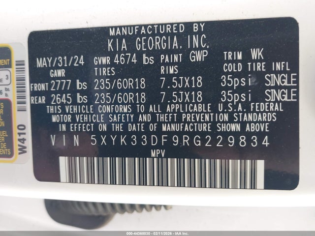 5XYK33DF9RG229834 KIA Sportage Ex