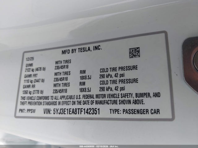2026 TESLA MODEL 3 5YJ3E1EA8TF142351 Photo 8