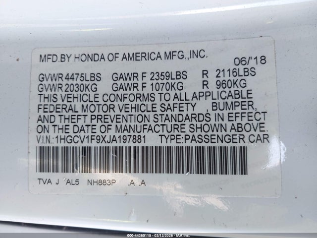 1HGCV1F9XJA197881 Honda Accord Touring