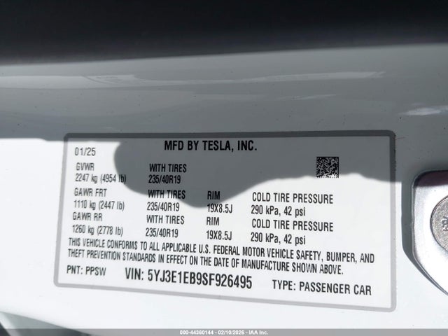 2025 TESLA MODEL 3 5YJ3E1EB9SF926495 Photo 8