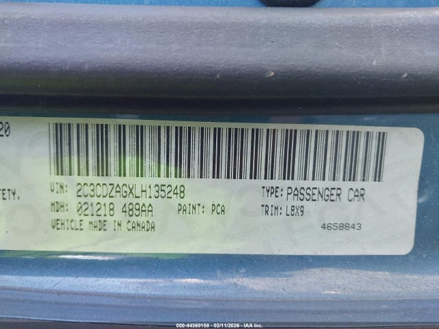 44360158 :رقم المزاد ، 2C3CDZAGXLH135248 vin ، 2020 Dodge Challenger Sxt مزاد بيع