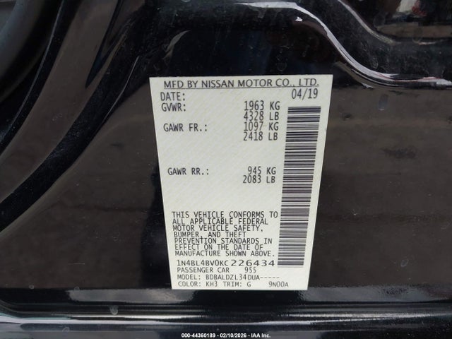 Nissan Altima 2.5 S 2019 1N4BL4BV0KC226434 Image 9