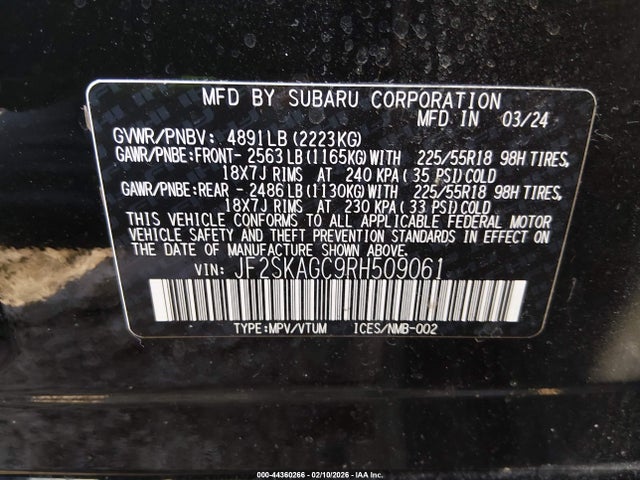 2024 SUBARU FORESTER JF2SKAGC9RH509061 Photo 8