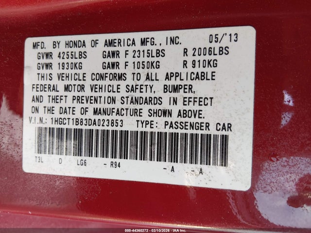 Aukcja sprzedaży 2013 Honda Accord Ex-l, vin: 1HGCT1B83DA023853, numer aukcji: 44360272