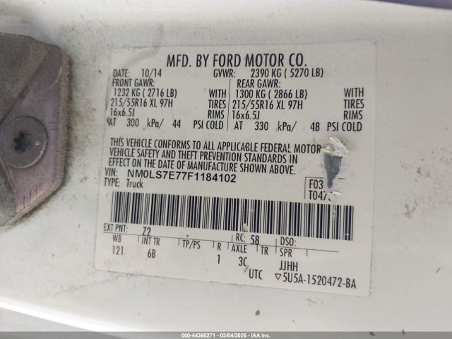 NM0LS7E77F1184102 Ford Transit Connect Xl