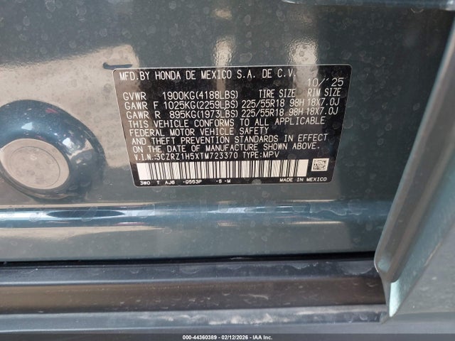3CZRZ1H5XTM723370 Honda Hr-v 2wd Sport