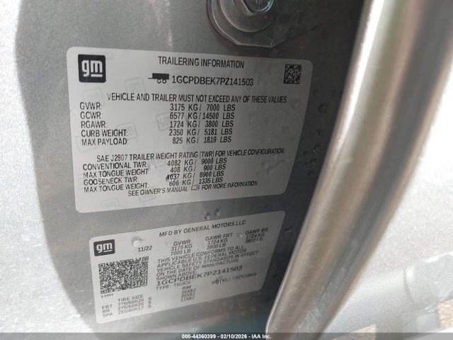 1GCPDBEK7PZ141503 Chevrolet Silverado 1500 4wd Short Bed Custom