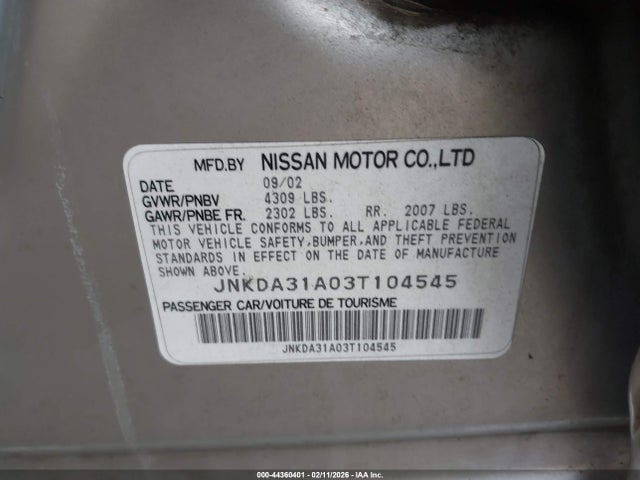 Продажа на аукционе авто 2003 Infiniti I35 Luxury, vin: JNKDA31A03T104545, номер лота: 44360401