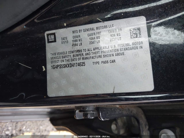 Aukcja sprzedaży 2013 Buick Verano Leather Group, vin: 1G4PS5SKXD4174625, numer aukcji: 44360402