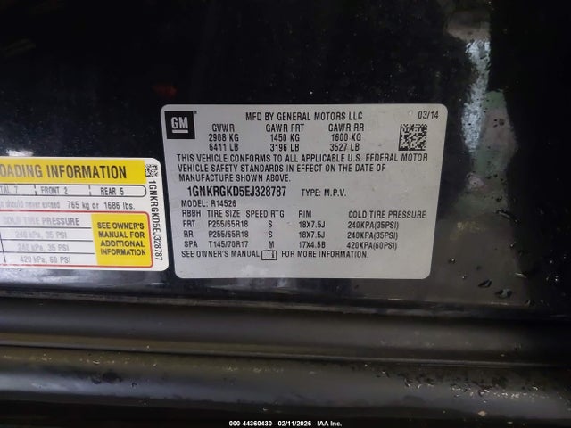 2014 CHEVROLET TRAVERSE 1GNKRGKD5EJ328787 Photo 8