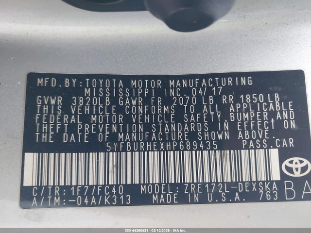 Toyota COROLLA SE 2017 5YFBURHEXHP689435 Image 9