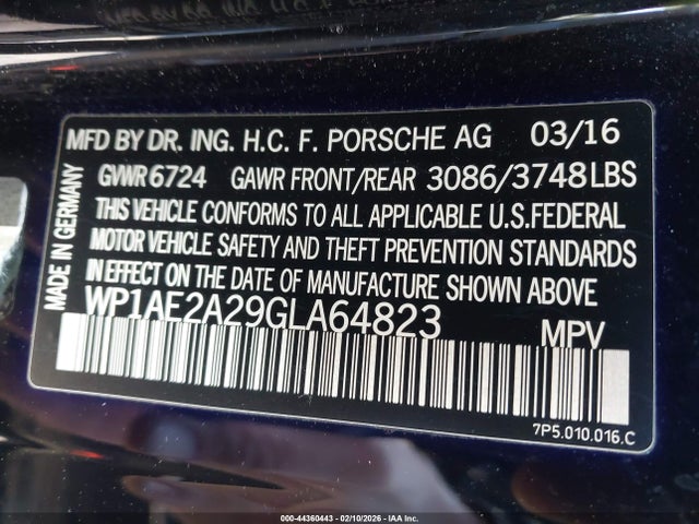 2016 PORSCHE CAYENNE E-HYBRID WP1AE2A29GLA64823 Photo 8