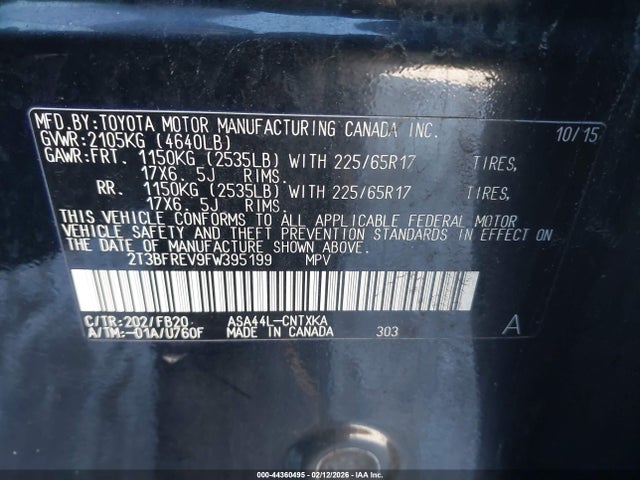 Toyota RAV4 LE 2015 2T3BFREV9FW395199 Image 9