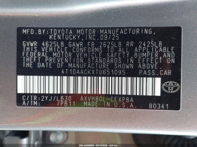 Продаж на аукціоні авто 2026 Toyota Camry Xse, vin: 4T1DAACKXTU651095, номер лоту: 44360509
