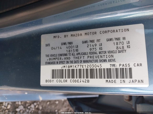 Aukcja sprzedaży 2014 Mazda Mazda3 I Sport, vin: JM1BM1K77E1203045, numer aukcji: 44360517