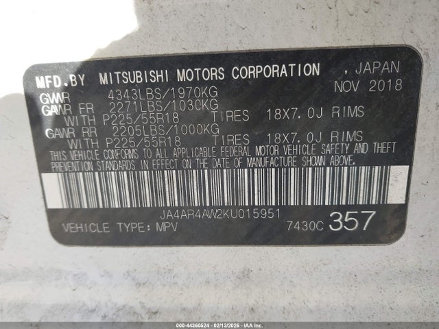 2019 MITSUBISHI OUTLANDER SPORT JA4AR4AW2KU015951 Photo 8