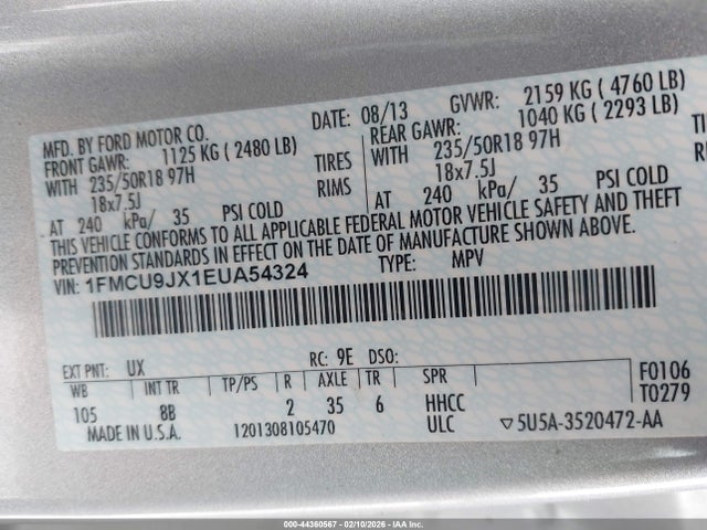 1FMCU9JX1EUA54324 Ford Escape Titanium