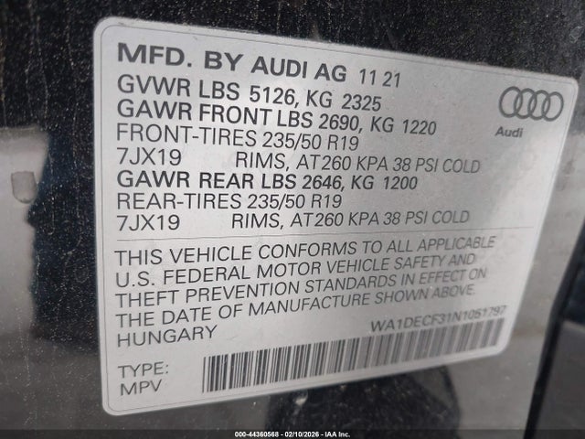 WA1DECF31N1051797 Audi Q3 Premium 45 Tfsi S Line Quattro Tiptronic