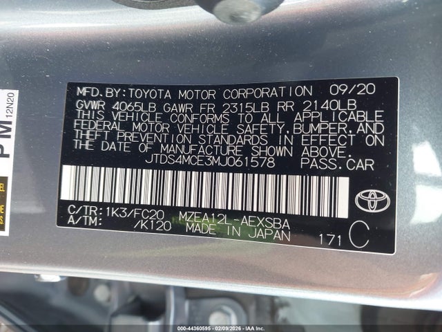 JTDS4MCE3MJ061578 Toyota COROLLA SE