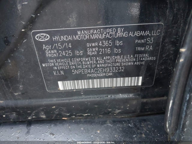 Hyundai SONATA GLS 2014 5NPEB4AC2EH933232 Image 9