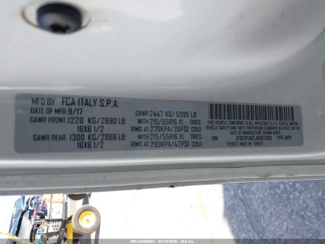 Aukcja sprzedaży 2018 Ram Promaster City Tradesman, vin: ZFBERFAB2J6H67089, numer aukcji: 44360691