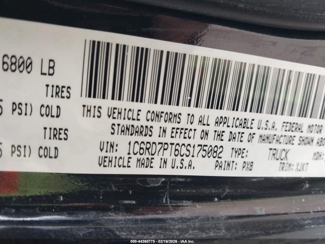 Aukcja sprzedaży 2012 Ram 1500 Laramie Longhorn/limited Edition, vin: 1C6RD7PT6CS175082, numer aukcji: 44360775