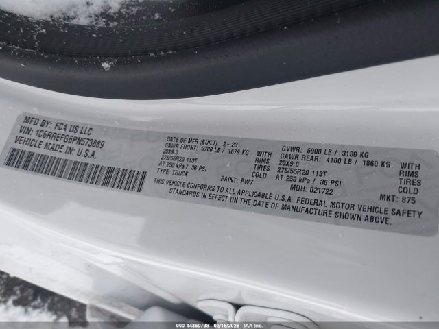 Продажа на аукционе авто 2023 Ram 1500 Big Horn  4x2 5'7 Box, vin: 1C6RREFG6PN573889, номер лота: 44360798