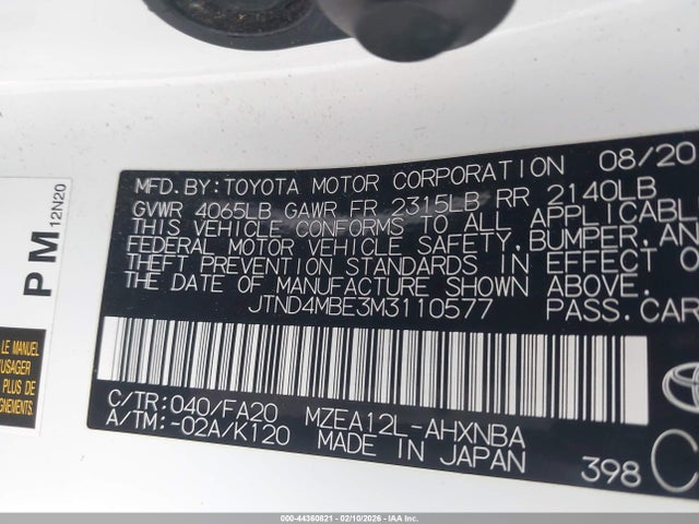 JTND4MBE3M3110577 Toyota Corolla Se Nightshade Edition