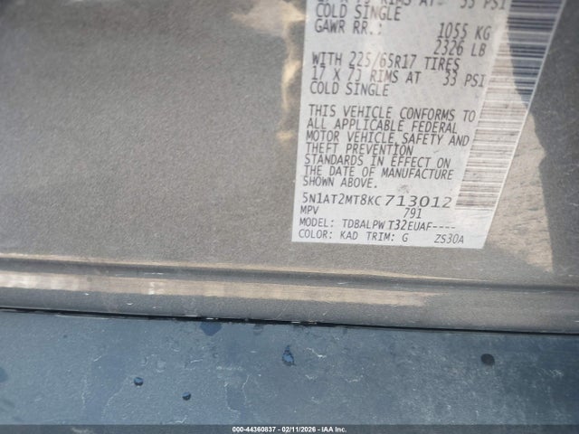 Продажа на аукционе авто 2019 Nissan Rogue S, vin: 5N1AT2MT8KC713012, номер лота: 44360837