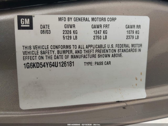 2004 CADILLAC DEVILLE 1G6KD54Y64U126181 Photo 8