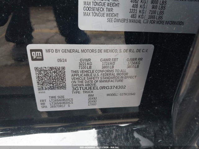 3GTUUEEL0RG374302 GMC Sierra 1500 4wd Short Box At4