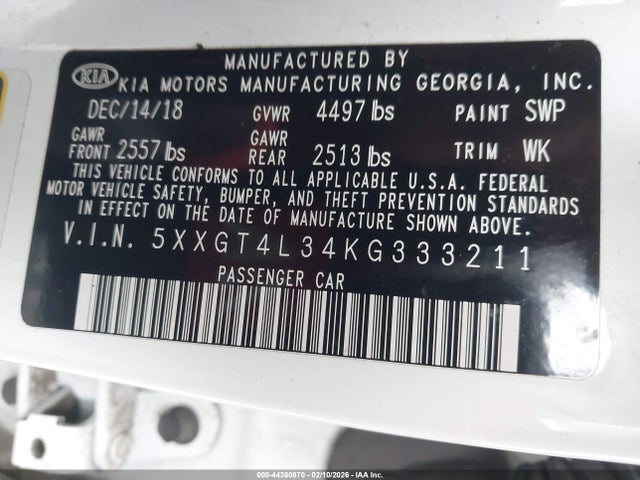 5XXGT4L34KG333211 KIA Optima Lx
