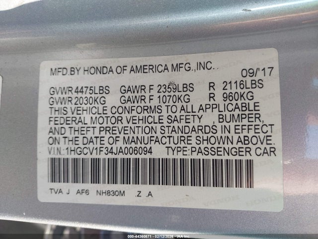 1HGCV1F34JA006094 Honda Accord Sport