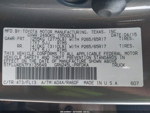 Toyota Tacoma Base V6/trd Pro 2015 5TFLU4EN7FX135649 Image 9