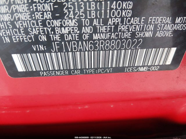 Aukcja sprzedaży 2024 Subaru Wrx Limited, vin: JF1VBAN63R8803022, numer aukcji: 44360889