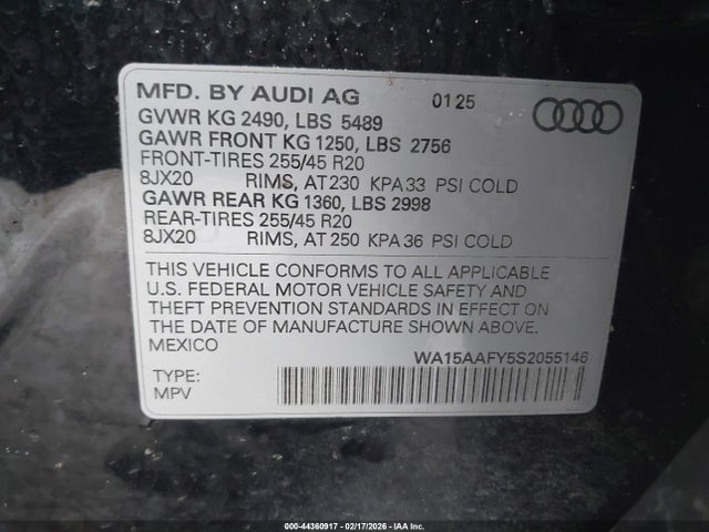 2025 AUDI Q5 SPORTBACK WA15AAFY5S2055146 Photo 8