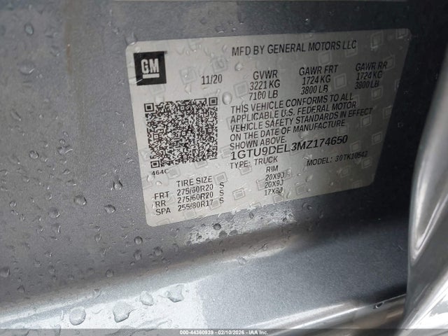 Aukcja sprzedaży 2021 Gmc Sierra 1500 4wd  Short Box Slt, vin: 1GTU9DEL3MZ174650, numer aukcji: 44360939