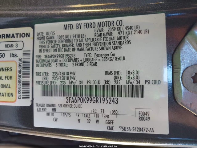 Ford Fusion Titanium 2016 3FA6P0K99GR195243 Image 9
