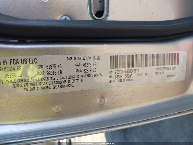 Продажа на аукционе авто 2016 Chrysler 300c, vin: 2C3CCAEG3GH343170, номер лота: 44360945