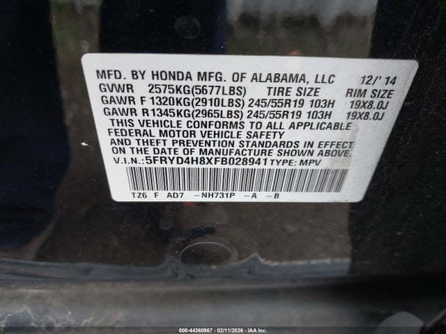 5FRYD4H8XFB028941 Acura Mdx Advance Pkg W/entertainment Pkg