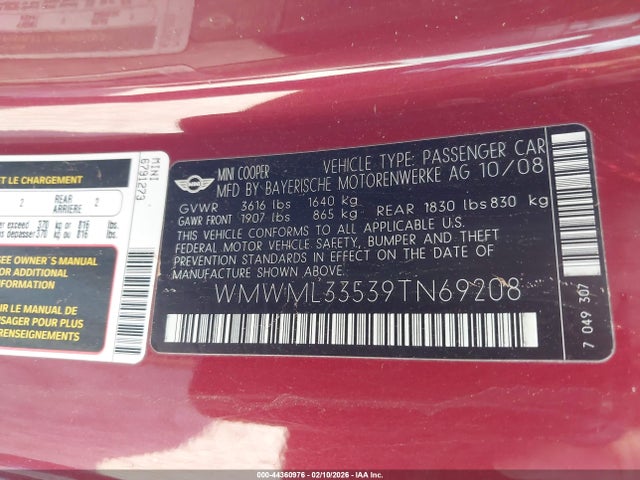 2009 MINI COOPER CLUBMAN WMWML33539TN69208 Photo 8
