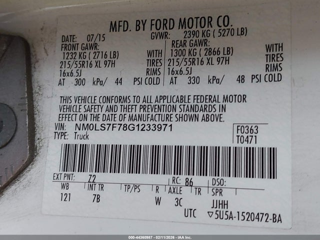 NM0LS7F78G1233971 Ford Transit Connect Xlt