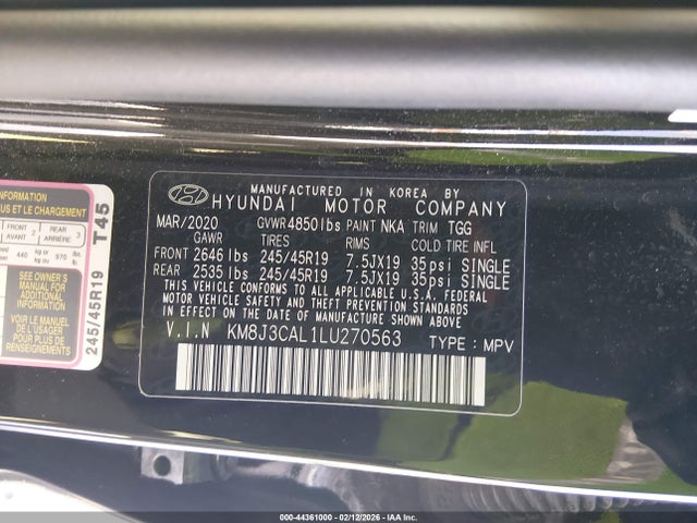 KM8J3CAL1LU270563 Hyundai Tucson Sport