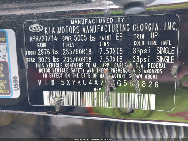 5XYKU4A77FG589826 KIA Sorento Ex V6
